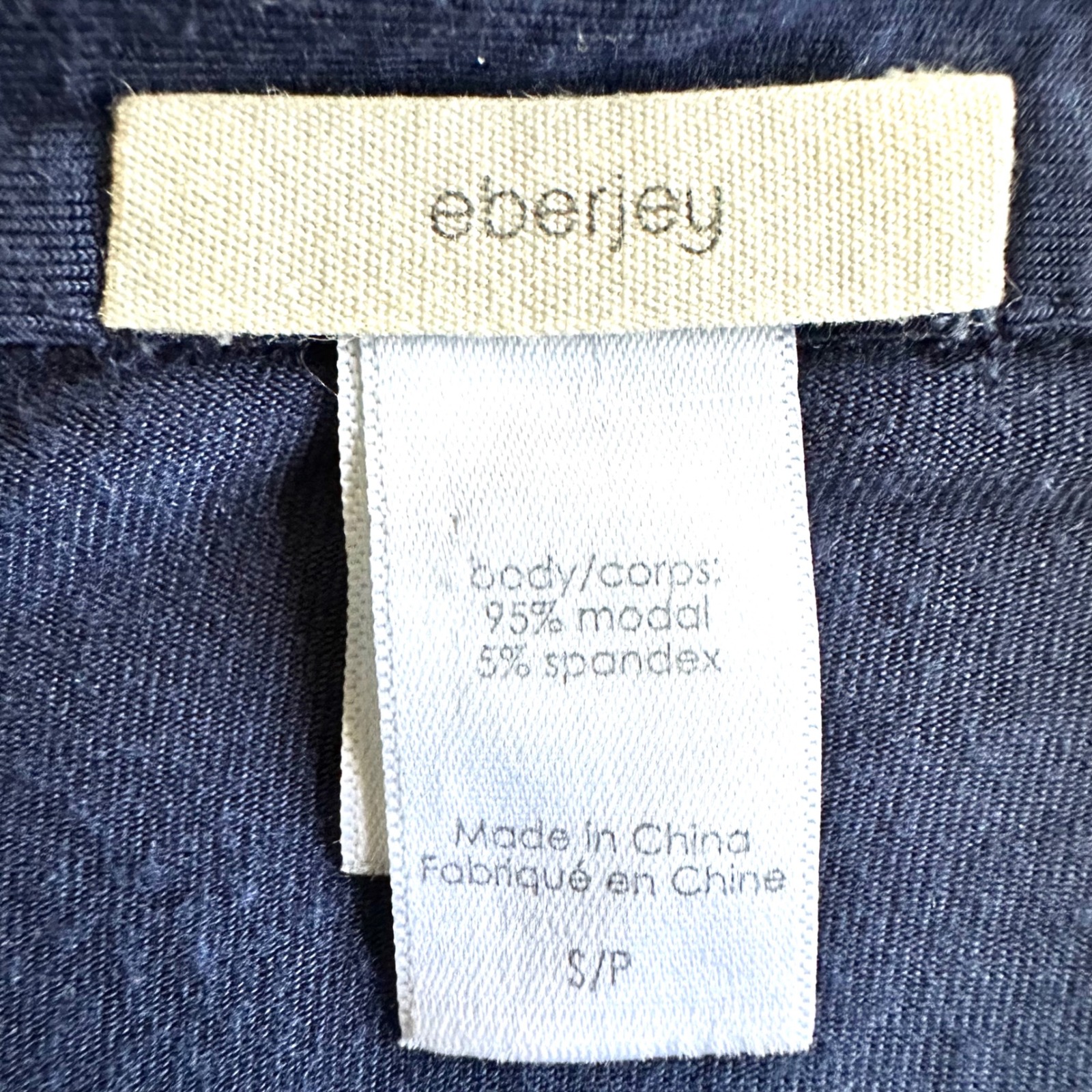 Eberjey S Gisele Short Sleeve Pajama Top Navy Blue Piping Modal Jersey Small — image 8 of 8